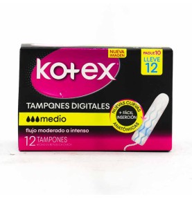 KOTEX TAMPON DIGITAL MEDIO X 12